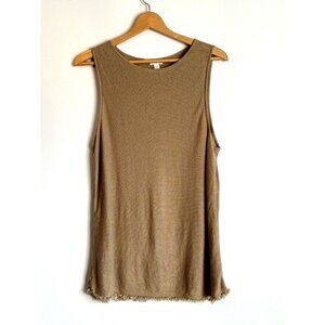 J.Jill Sleeveless Sweater Vest SZ XL Petite Fringe Hem Linen Rayon